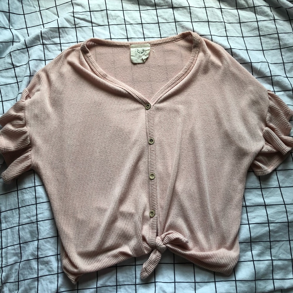 flowy pink button up shirt